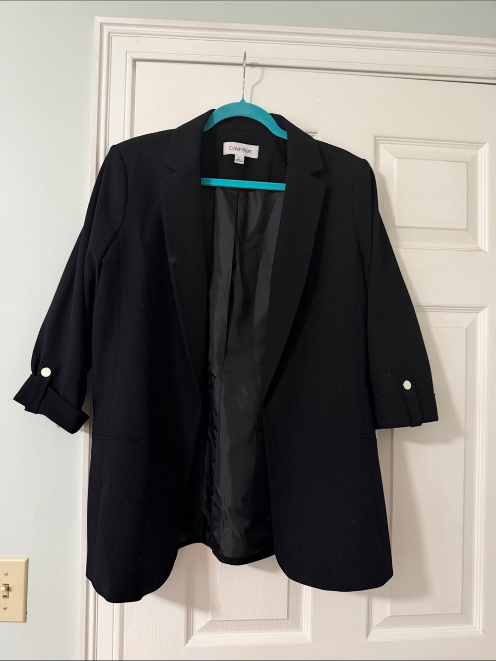 Calvin Klein Black Women's Three-Quarter Sleeve Blazer